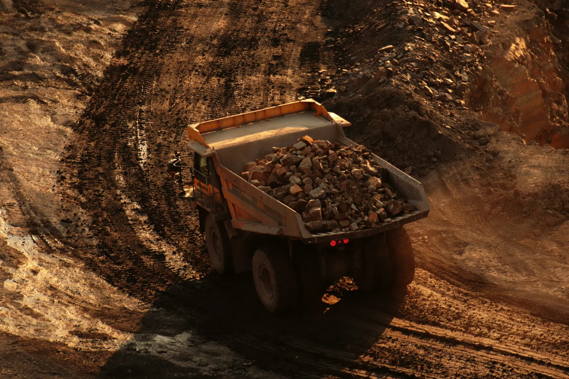 Haul truck loaded with ore ready for shipment